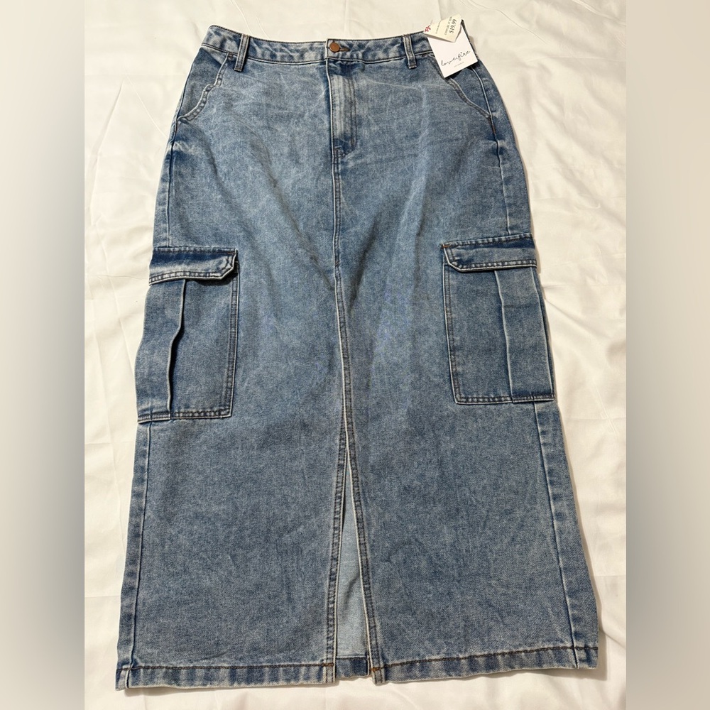 Love, Fire Light Blue Denim Skirt
